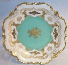 Large Gold Trimmed Decorative Porcelain Serving Plate