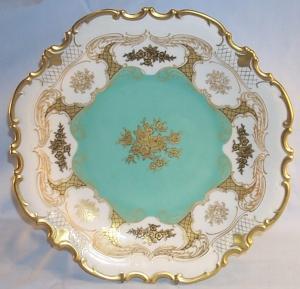 Large Gold Trimmed Decorative Porcelain Serving Plate