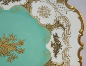 Large Gold Trimmed Decorative Porcelain Serving Plate