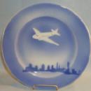Flow Blue Prop AIRPLANE China Plate - Pottery