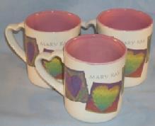Three MARY KAY Advertising Pottery Coffee Mugs