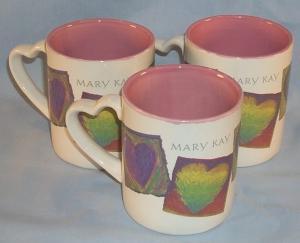 Three MARY KAY Advertising Pottery Coffee Mugs