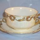 Signed LIMOGES Gold Trimmed Porcelain Cup and Saucer