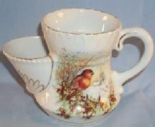 BIRD Decorated Porcelain Shaving / Scuttle Mug