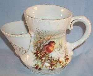 BIRD Decorated Porcelain Shaving / Scuttle Mug