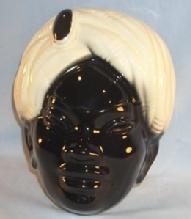 Black Americana Porcelain Turbaned Head Wall Pocket - Ethnographic