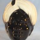 Black Americana Porcelain Turbaned Head Wall Pocket - Ethnographic