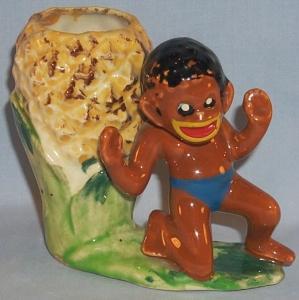 Black Americana NATIVE BOY Porcelain Planter - Ethnographic
