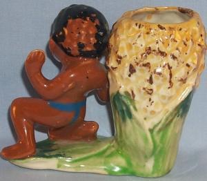Black Americana NATIVE BOY Porcelain Planter - Ethnographic