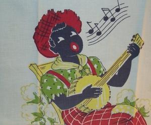 Black Americana MAN PLAYING BANJO Cotton Tea Towel - Ethnographic