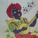 Black Americana MAN PLAYING BANJO Cotton Tea Towel - Ethnographic