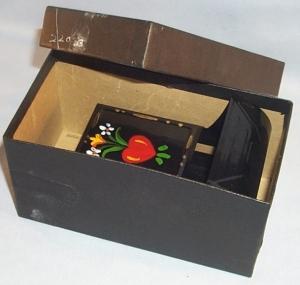 Hand Painted Tin Wall Mounted Matchholder in Original Box - Tobacciana