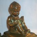 BOY READING BOOK Bronze Bookends - Metalware