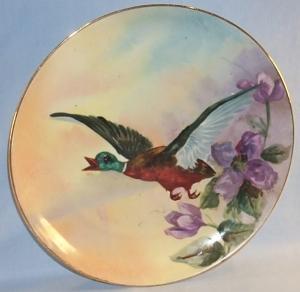 Colorful Hand Painted Signed LIMOGES Porcelain Duck Plate