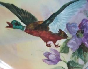 Colorful Hand Painted Signed LIMOGES Porcelain Duck Plate