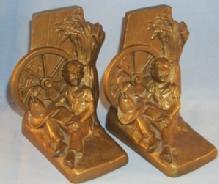 HUCKLEBERRY FINN Bronze Finished Grey Metal Bookends - Metalware