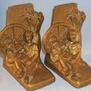 HUCKLEBERRY FINN Bronze Finished Grey Metal Bookends - Metalware
