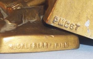 HUCKLEBERRY FINN Bronze Finished Grey Metal Bookends - Metalware