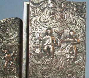 Silver Plated Ornate Cigarette / Match Holder - Tobacciana