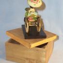 Hand Painted Ornate CHINESE RICKSHAW Figurine on Wooden Base in Box - Ethnographic