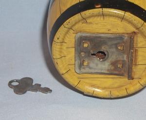 Yellow Chein HAPPY DAYS BANK Tin Toy Barrel Bank - Metalware