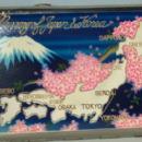 MEMORY OF JAPAN & KOREA Enamel Painted Chrome Cigarette Case and Lighter Set in Original Box - Tobacciana