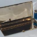 MEMORY OF JAPAN & KOREA Enamel Painted Chrome Cigarette Case and Lighter Set in Original Box - Tobacciana