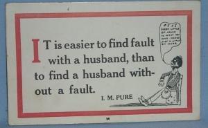 Black Americana POSTCARD - It's Easier To Find Fault With A Husband - Ethnographic