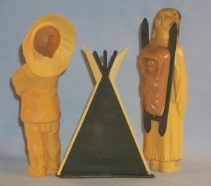 Three AMERICAN INDIAN Plastic Figurines - Ethnographic