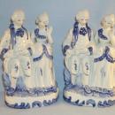 Two Contemporary FLOW BLUE Man and Woman Porcelain Figurines