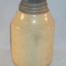 Early Crockery Canning Jar with Milk Glass Lined Lid