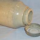 Early Crockery Canning Jar with Milk Glass Lined Lid