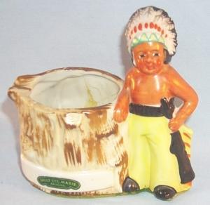Colorful INDIAN BY STUMP Porcelain Advertising Souvenir Ashtray