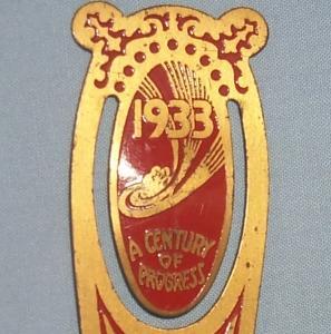 Red & Copper 1933 A CENTURY OF PROGRESS Chicago World's Fair Book Marker - Metalware