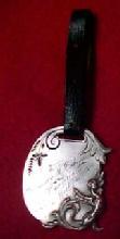 Sterling Art Nouveau Luggage Tag ANGEL Leather Strap- Silver