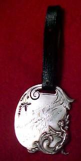 Sterling Art Nouveau Luggage Tag ANGEL Leather Strap- Silver
