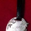 Sterling Art Nouveau Luggage Tag ANGEL Leather Strap- Silver