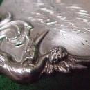 Sterling Art Nouveau Luggage Tag ANGEL Leather Strap- Silver