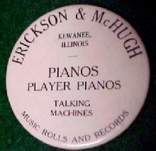 Old ERICKSON McHUGH Player Piano Mirror - Advertising