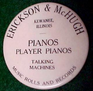 Old ERICKSON McHUGH Player Piano Mirror - Advertising