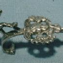 vintage CURD SPOON - Embossed Cow, Girl with Buckets in Village Scene - Antique Cupid Handle Sterling Silver