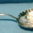 vintage CURD SPOON - Embossed Cow, Girl with Buckets in Village Scene - Antique Cupid Handle Sterling Silver