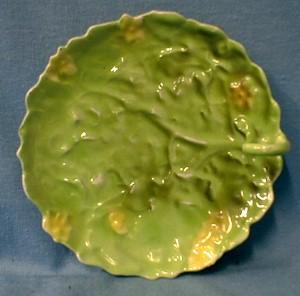 Royal Bayreuth CABBAGE LEAF Vintage Handled Nappy - porcelain
