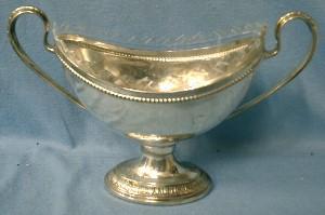 vintage Silver Pedestal Candy Dish with Cut Glass Insert