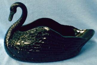 LE Smith Black Glass SWAN Bowl planter