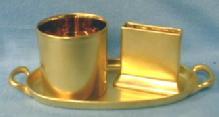 Pottery Cigarette Smoke Set - Gold Leaf Finish 3pc Set