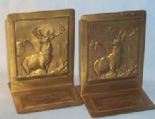 Advertising HARTFORD FIRE INSURANCE COMPANY Elk Bronze Bookends - Metalware