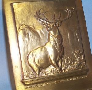 Advertising HARTFORD FIRE INSURANCE COMPANY Elk Bronze Bookends - Metalware
