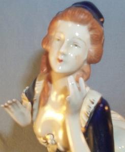 Occupied Japan WOMAN IN COBALT DRESS Porcelain Figurine