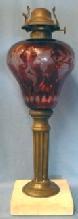 Cranberry Glass Oil Lamp with Marble Base - Victorian Light Lighting